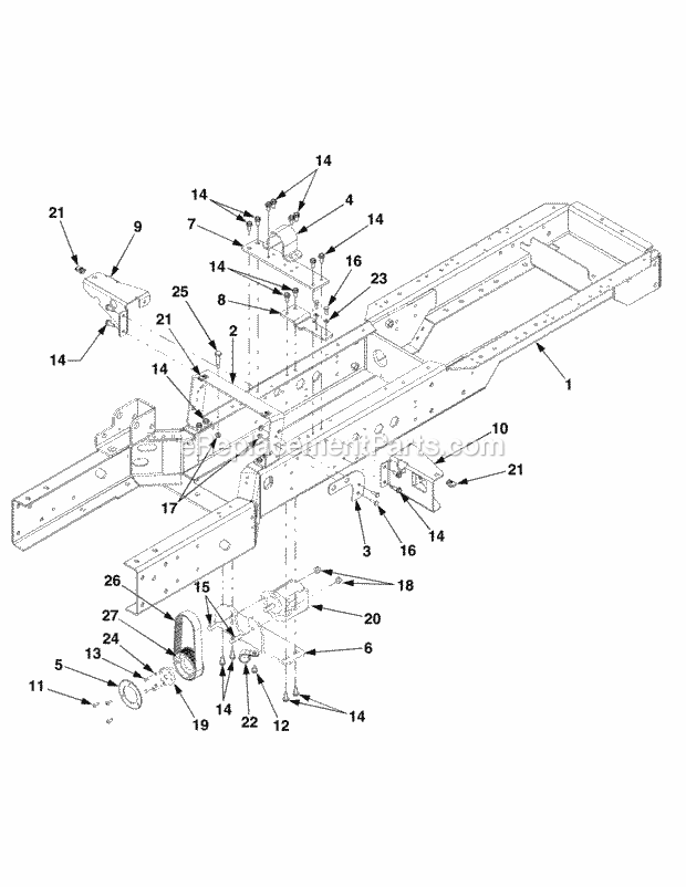 Frame Diagram and Parts List for 5264DE 54AE546-710, 54BE546-710 Cub Cadet Lawn Tractor
